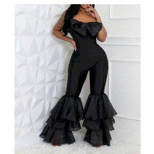 Bow & Ruffle Embellished Jumpsuit